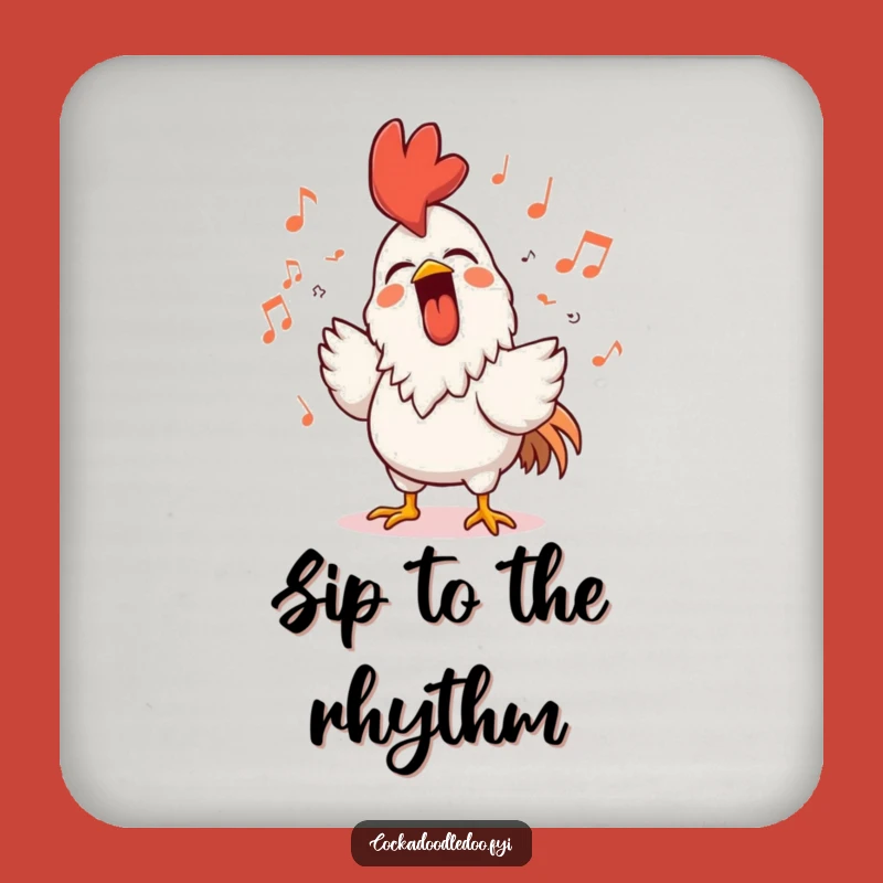 Funny Rooster Singer Coaster - Happy Character Drink Protector, Musical Tabletop Fun