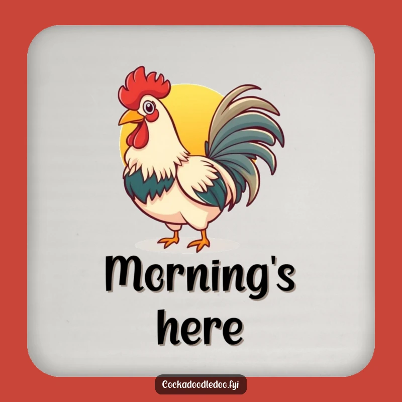 Funny Rooster Sunrise Coasters: Cheerful Drink Coasters for Table Protection