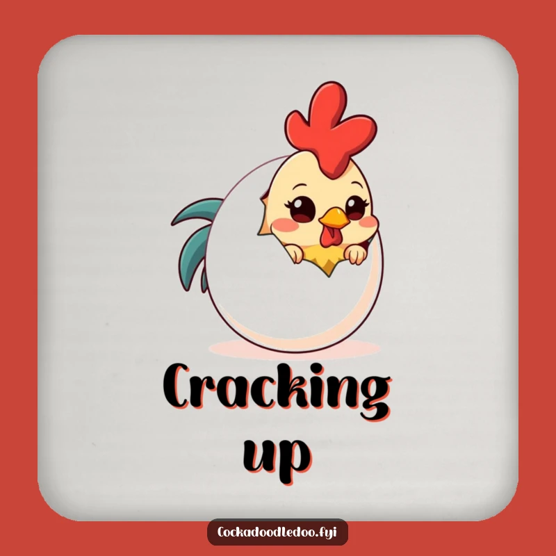 Funny Shy Rooster Egg Drink Coaster: Cute Barware for Table Protection, Humorous Gifts