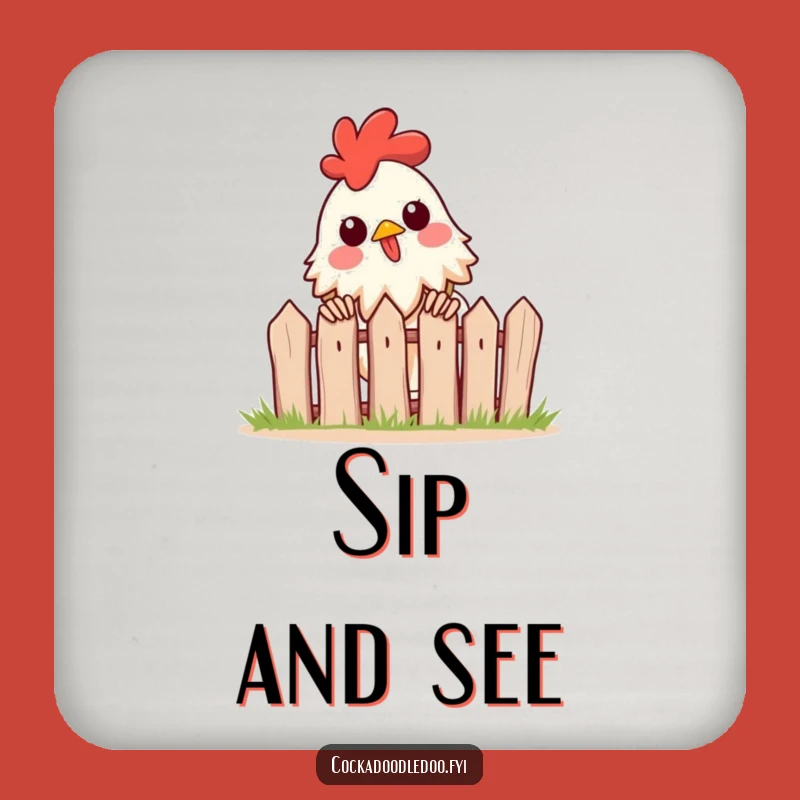 Funny Rooster Peeking Coaster: Curious Protection, Tiny Funny Gift