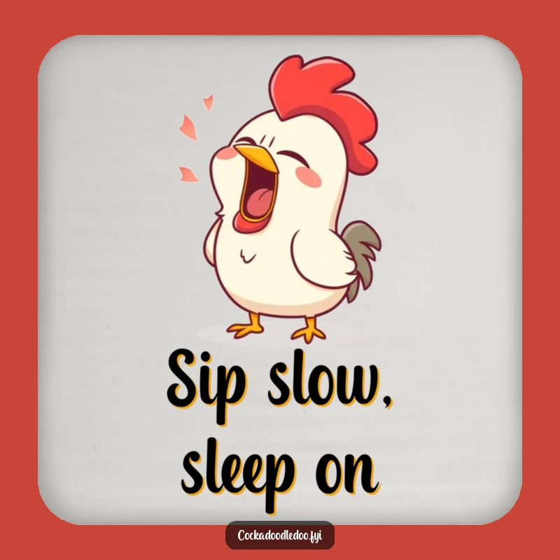 Funny Sleepy Rooster Yawn Drink Coaster - Protect Surfaces with Comedic Slumber