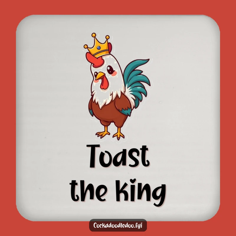 Funny Rooster Crown Coaster: Regal Protection, Tiny Funny Gift for Tables