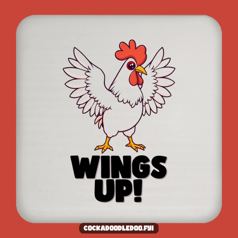 Funny Kawaii Rooster Coaster: Determined Wings Pose - Protective Funny Gift for Surfaces