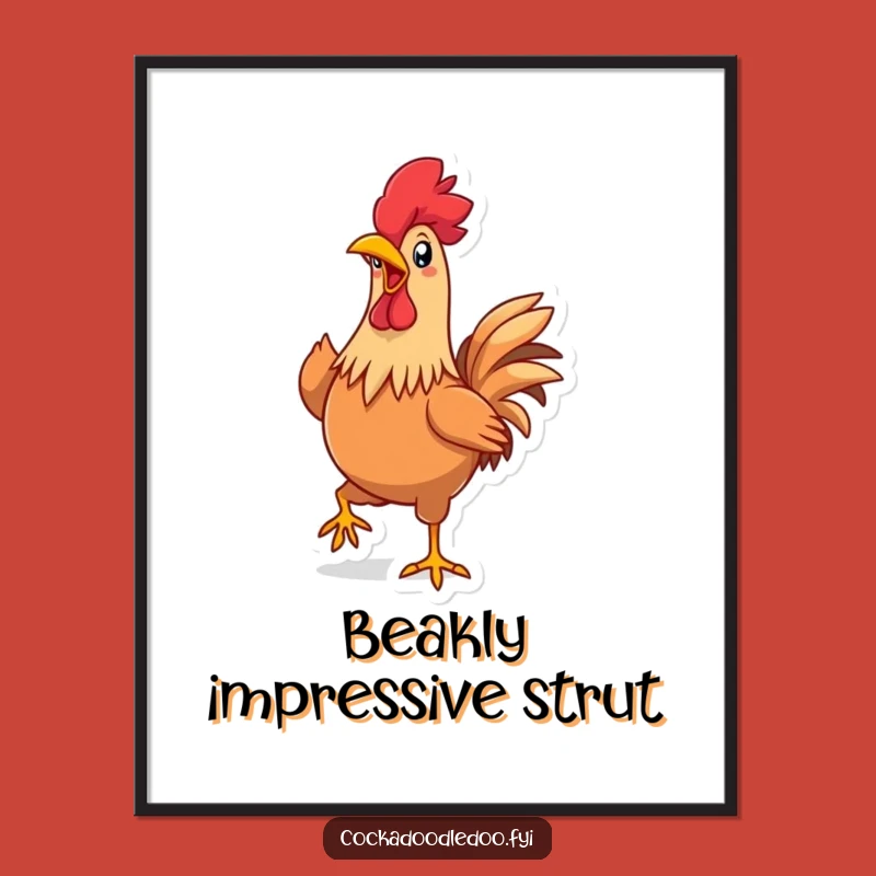 Funny Kawaii Rooster Strut Poster: Bring Hilarious Charm to Your Walls