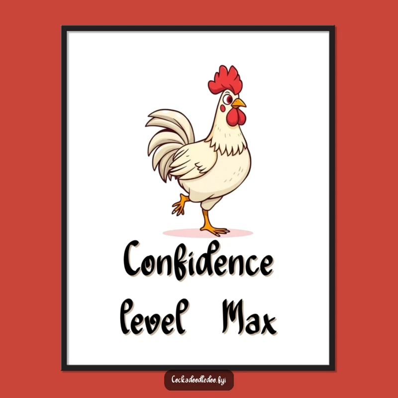 Funny Confident Rooster Strut Poster: Bold Wall Art, a Striking Funny Gift