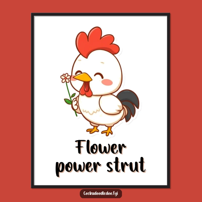 Funny Kawaii Rooster Poster: Cheerful Flower Holder - Charming Funny Gift for Wall Decor