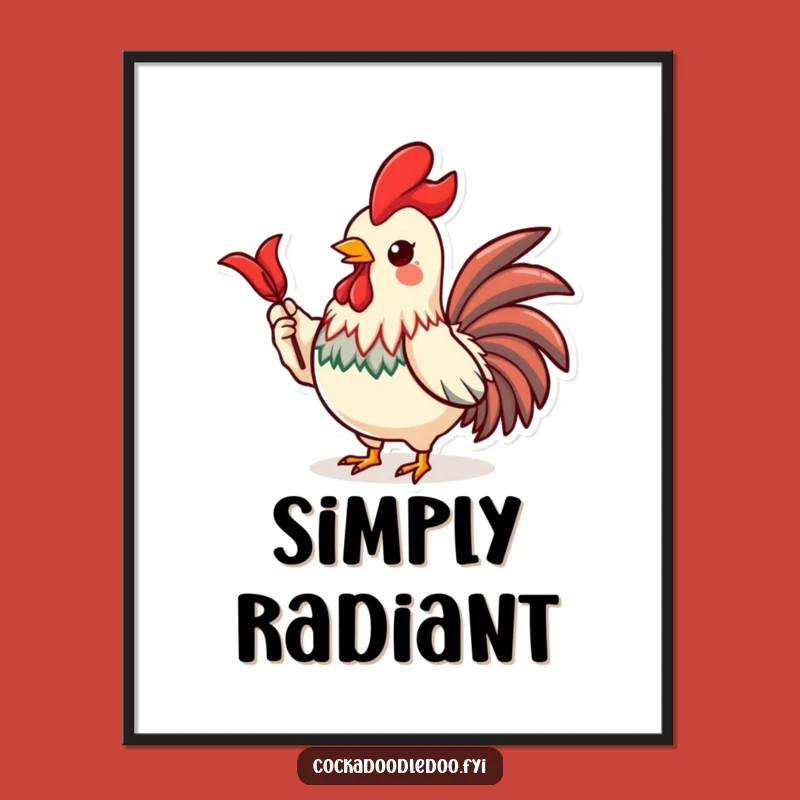 Funny Kawaii Rooster Poster - Proud Feather Display Wall Art