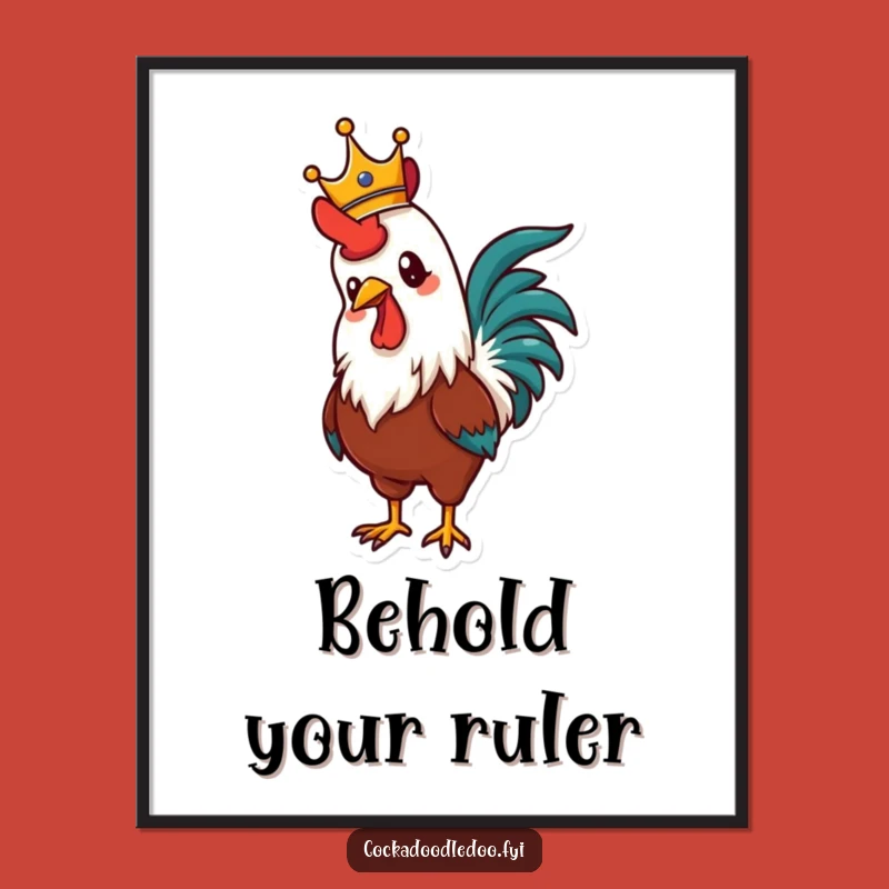 Funny Rooster Crown Poster: Regal Crowing Art, Stunning Funny Gift for Walls