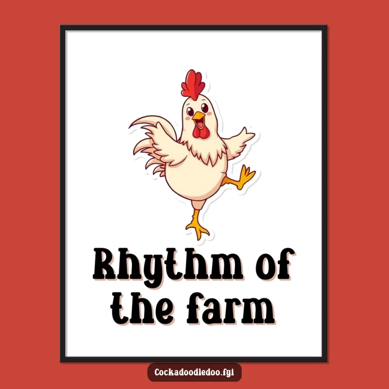 Funny Rooster Dancing Poster: Brighten Walls with Energetic Art
