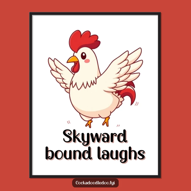 Funny Rooster Flying Poster: Brighten Walls with Comical Art