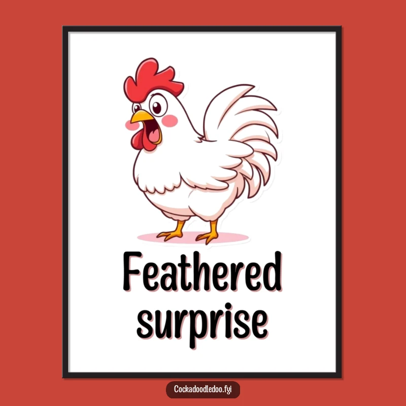 Funny Shocked Rooster Poster: Vibrant Cartoon Art for Dramatic, Funny Gifts