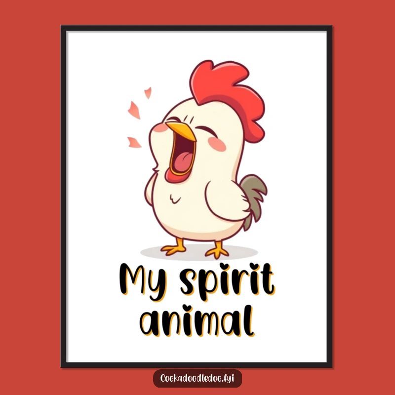 Funny Sleepy Rooster Yawn Poster - Hilarious Art for Tired Souls