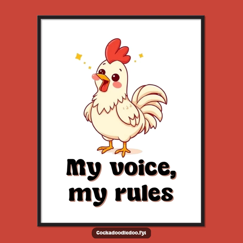 Funny Singing Rooster Poster: Comical Expression Art for Music Lovers
