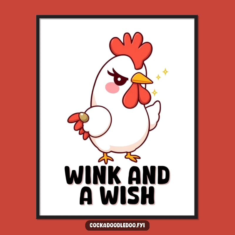Funny Rooster Wink Poster - Mischievous Character Art, Playful Wall Decor, Unique Gift