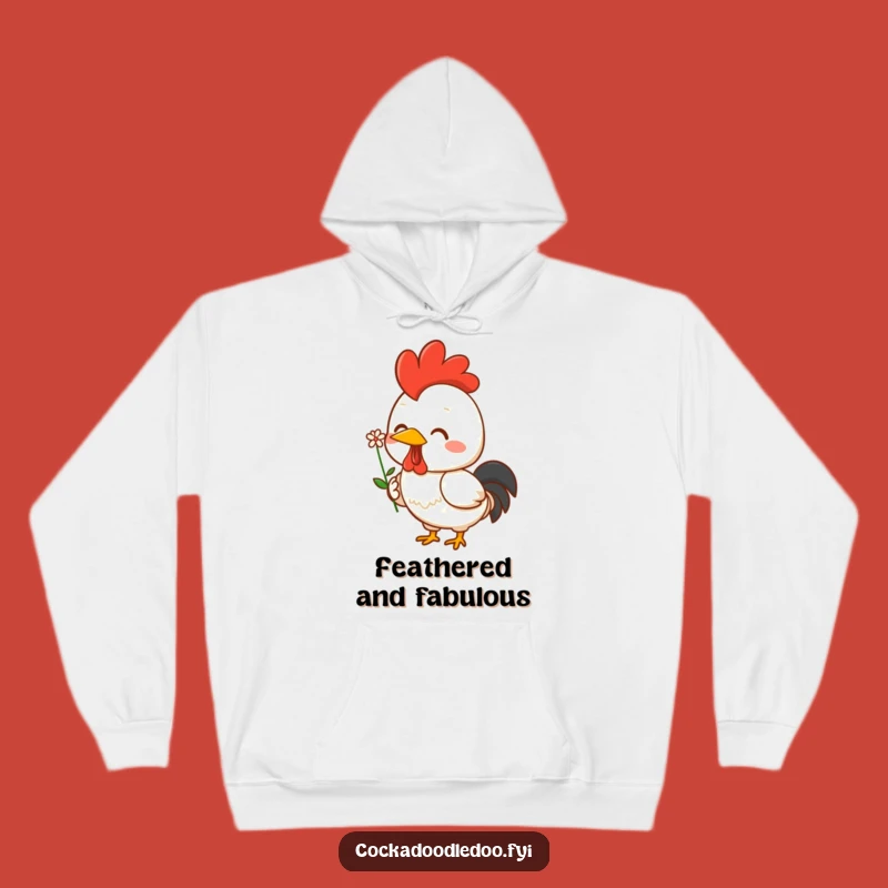 Funny Kawaii Rooster Hoodie: Cheerful Flower Holder - Cozy Funny Gift for Rooster Fans