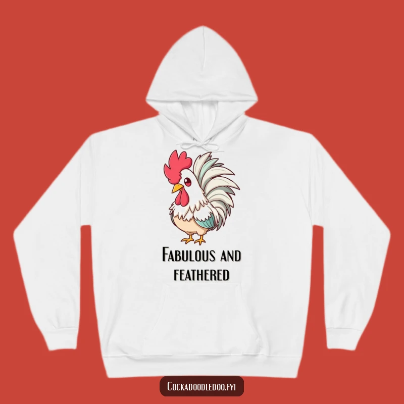 Funny Glam Rooster Boa Hoodie - Cozy Fabulous Wear for Diva Fans