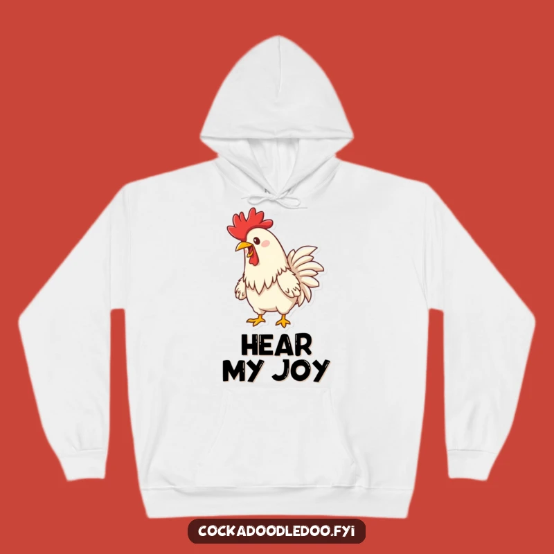Funny Happy Rooster Crowing Hoodie: Cozy Cartoon Bird Sweatshirt for Warm, Funny Gifts