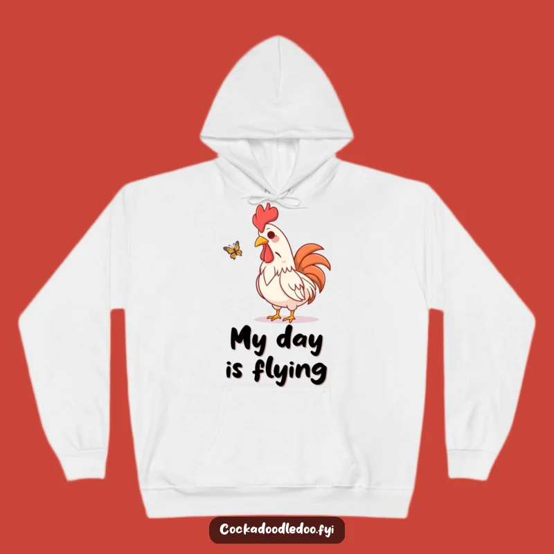 Funny Rooster Hoodie: Cozy Amused Butterfly Watcher