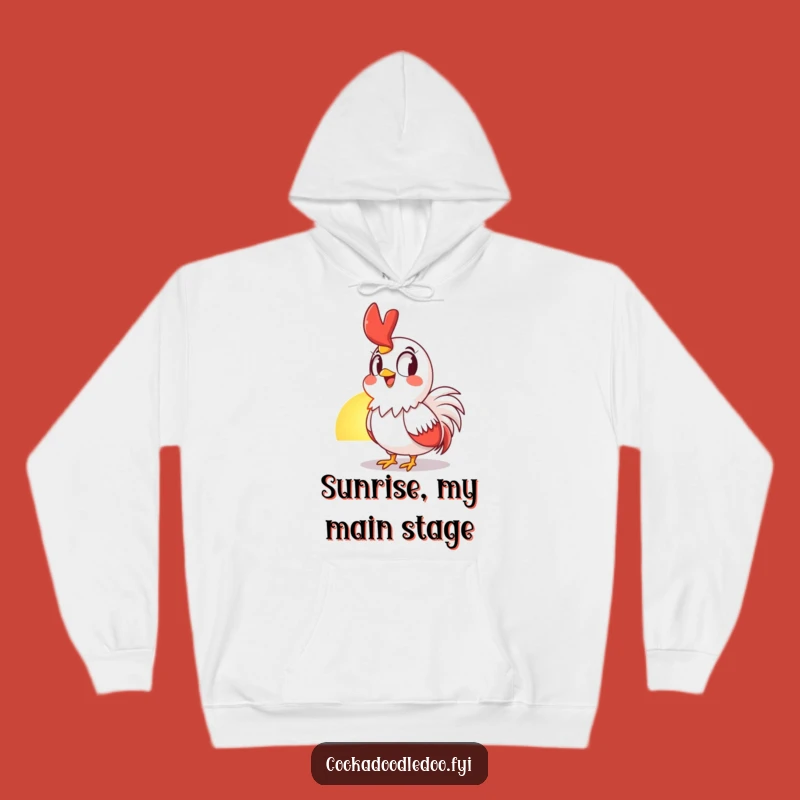 Funny Rooster Sunrise Hoodie: Cozy Awestruck Fowl Garb, Perfect Warm Funny Gift