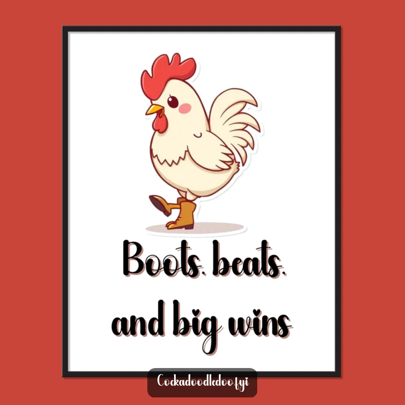 Free Printable Wall Art: Dancing Rooster, Tapping Boots, Funny Downloadable Decor!