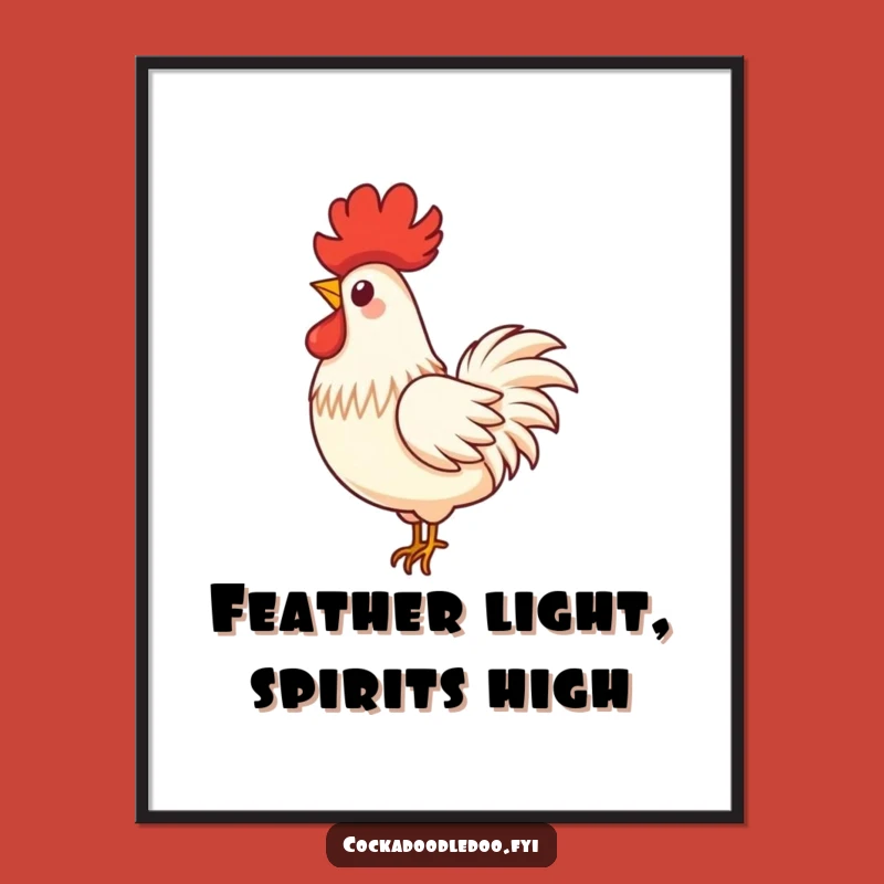 Funny Free Printable Rooster Feather Wall Art - Playful Swirl Downloadable Decor