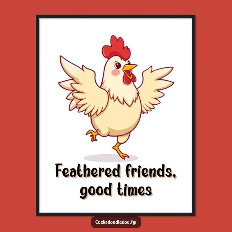 Free Printable Joyful Rooster Wall Art - Funny Dancing Downloadable Decor