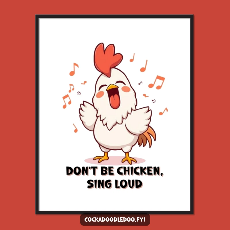 Free Printable Rooster Singing Wall Art: Joyful Rooster Downloadable Decor for a Vibrant Space!