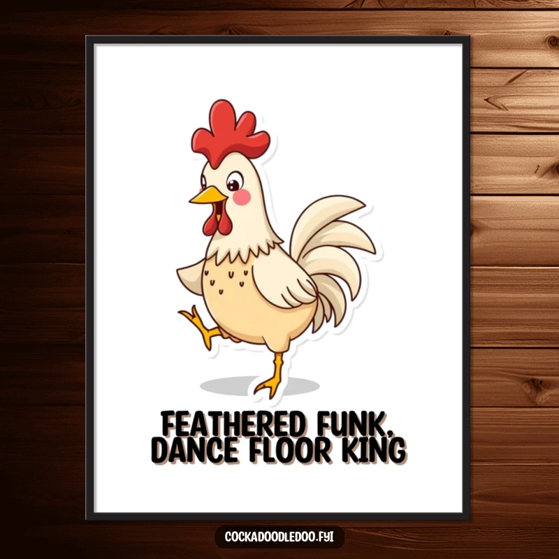 Funny Free Printable Wall Art: Roaming Rooster Caught in a Hilarious Silly Jig, Bringing Laughter