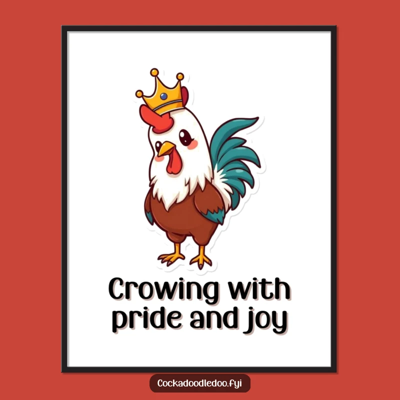 Free Printable Wall Art: Proud Rooster King Crowned Art Downloadable Gift