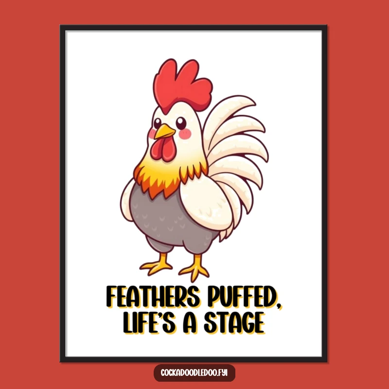 Free Printable Wall Art: Proud Rooster Puffed Chest, Whimsical Downloadable Decor!