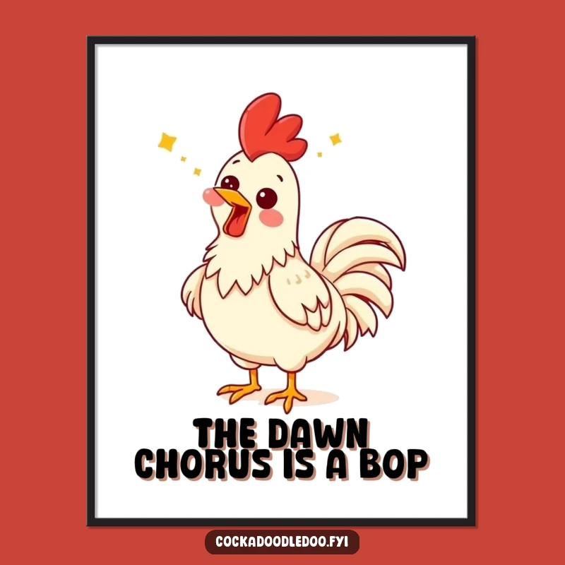 Funny Free Printable Wall Art: Comical Singing Rooster, Downloadable Poster for a Laugh