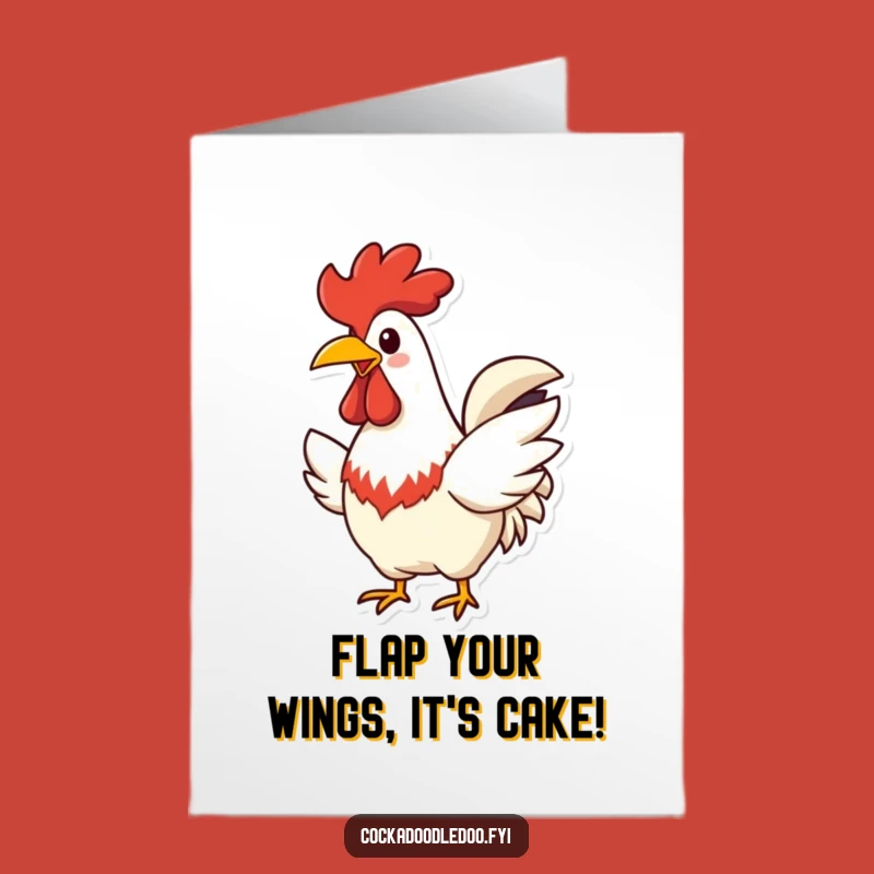 Free Printable Birthday Card: Cheerful Rooster Flapping Wings, Downloadable Gift