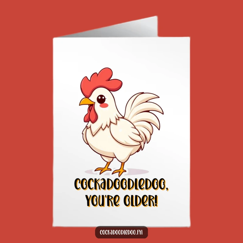 Free Printable Birthday Card: Funny Kawaii Rooster Crowing Loudly, Perfect Downloadable Gift
