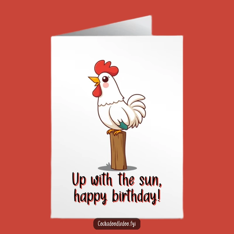 Free Printable Birthday Card: Joyful Crowing Rooster - Downloadable Gift