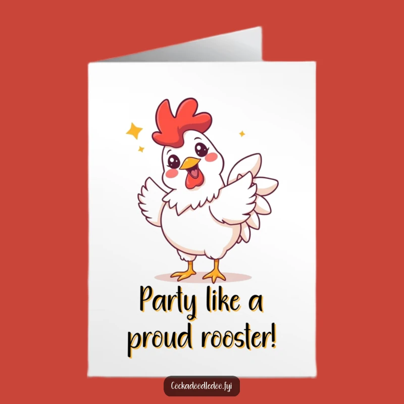 Joyful Rooster Birthday Card - Free Printable Fluttering Fun Downloadable Gift