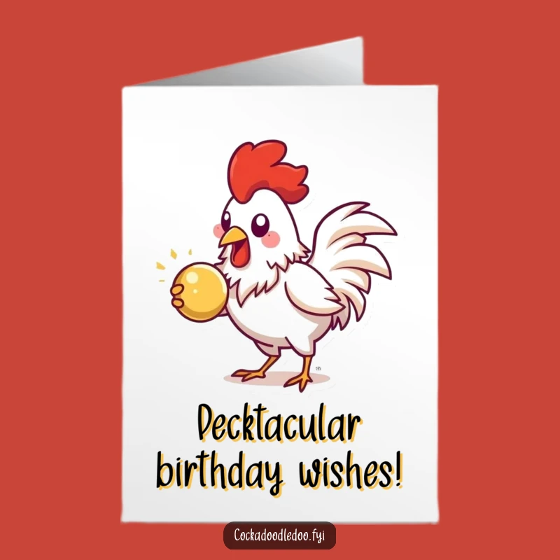 Free Printable Birthday Card: Funny Rooster Pecking Shiny Object, Downloadable Gift