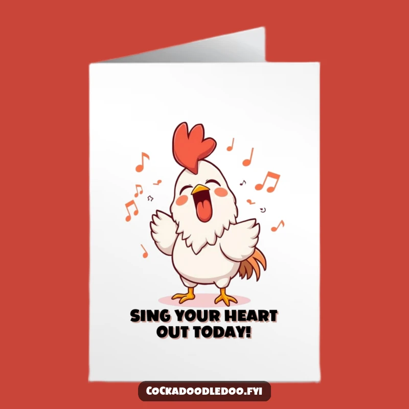 Free Printable Rooster Singing Birthday Card: Joyful Rooster Downloadable Gift!