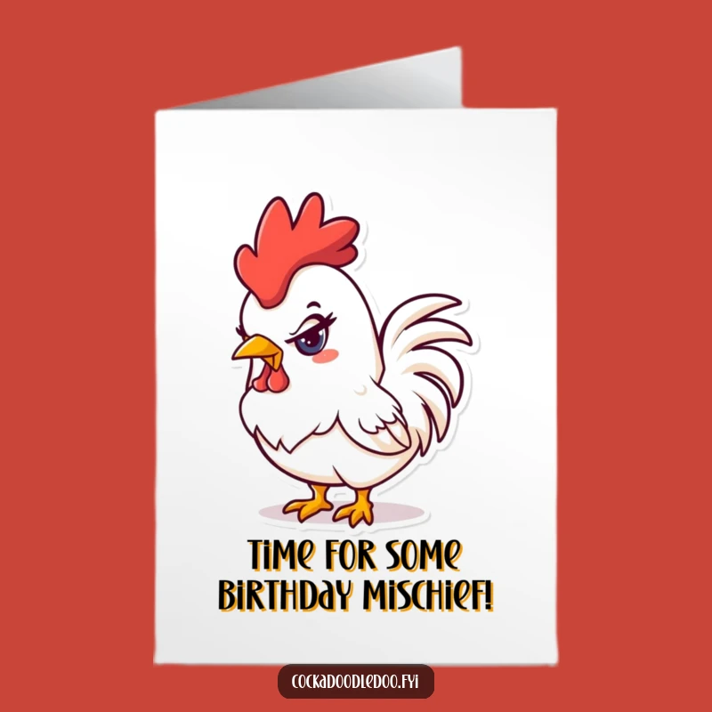 Free Printable Mischievous Rooster Birthday Card: Funny Downloadable for a Cheeky Day