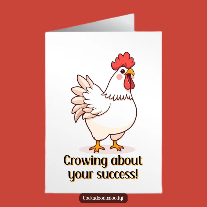 Free Printable Congratulations Card: Kawaii Rooster Crows Success, Funny Downloadable Gift!