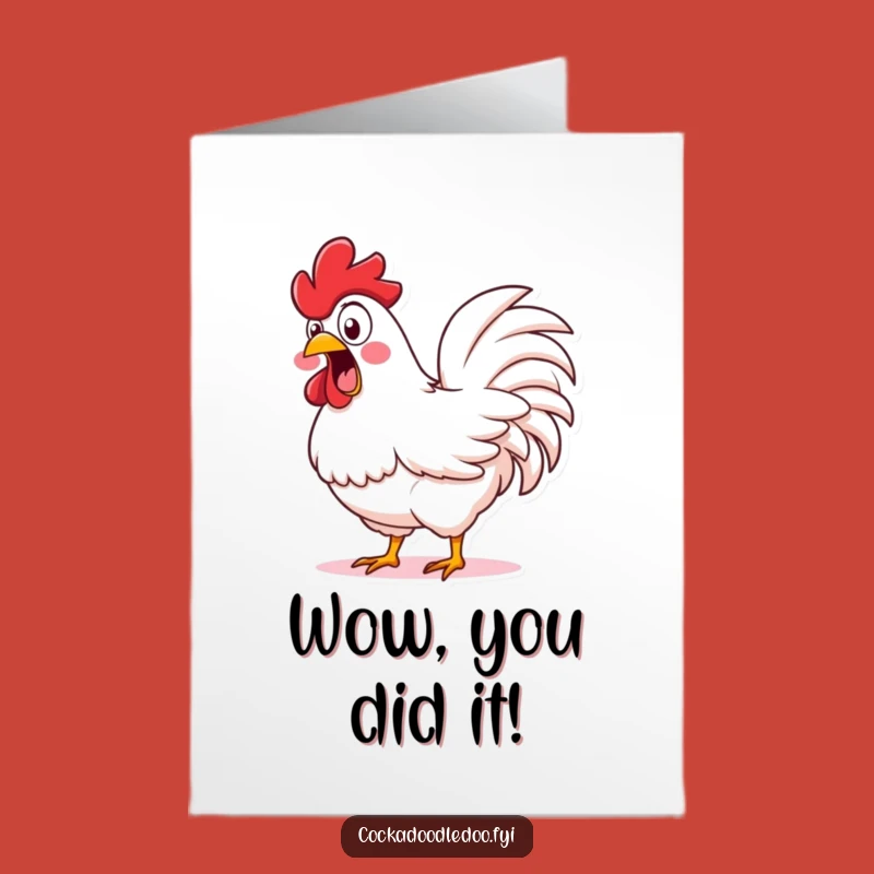 Free Printable Congrats Card: Astonished Rooster Shaking Feathers Downloadable for a Wow-Worthy Achievement