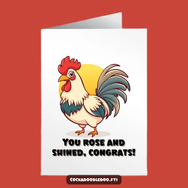 Free Printable Congrats Card: Funny Rooster Crowing, Perfect Downloadable Gift for Success