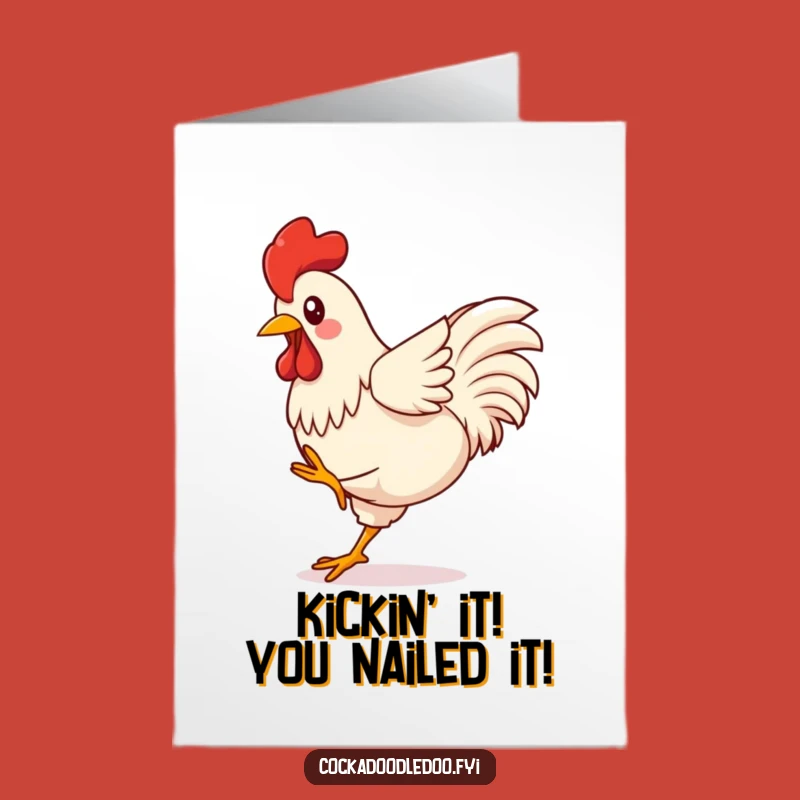 Free Printable Congrats Card: Joyful Kawaii Rooster Celebration, Perfect Funny Downloadable Gift