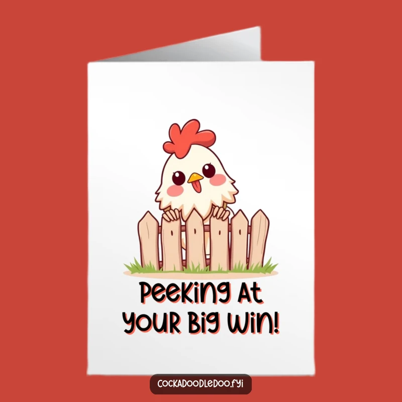 Free Printable Congrats Card: Peeking Rooster Excited for News Downloadable Gift