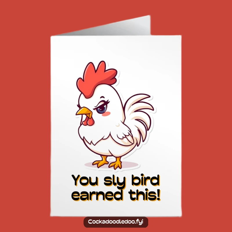 Free Printable Mischievous Rooster Congrats Card: Cheeky Winner, Funny Downloadable