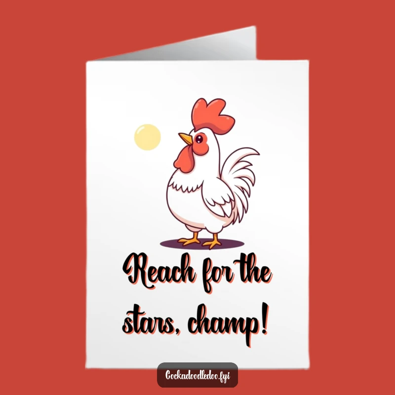 Free Printable Congrats Card: Rooster Crowing at Moon, Ambitious Downloadable Gift for Success
