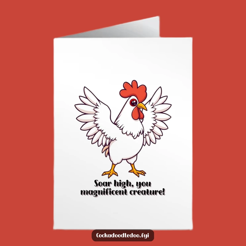 Free Printable Congrats Card: Grand Kawaii Rooster Wings - Funny Downloadable Gift
