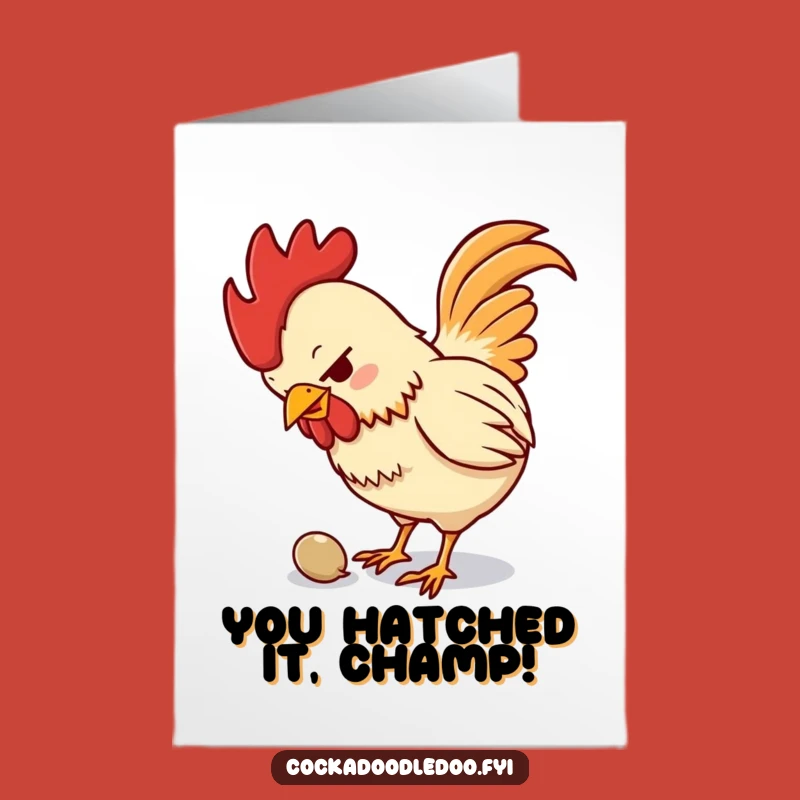 Free Printable Rooster Card - Congrats Pecking Power Downloadable Gift for Him