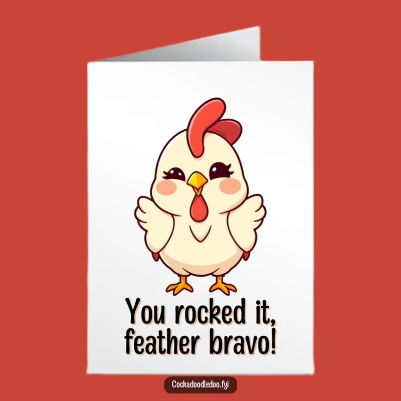 Free Printable Congrats Card: Witty Kawaii Rooster, Perfect Downloadable Celebration