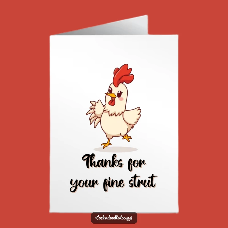 Free Printable Rooster Thank You Card: Funny Strutting Downloadable Gift