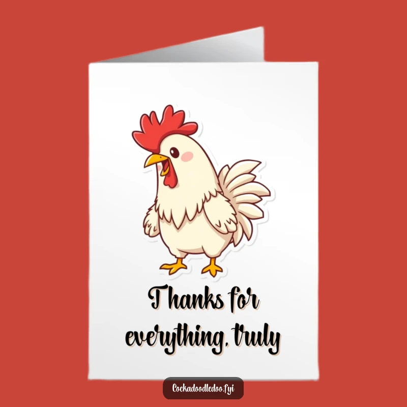 Free Printable Thank You Card: Cheerful Rooster Crowing Downloadable for Expressing Gratitude Loudly